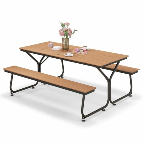 Outdoor Picnic Table Bench Set for 6-8 People