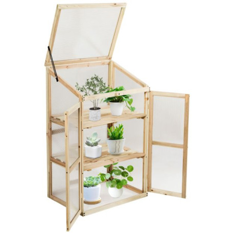 3-Tier Outdoor Wooden Greenhouse for Garden Balcony Backyard