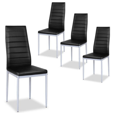 Set of 4 Armless Upholstered Dining Chairs with High Back