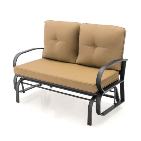 2-Person Outdoor Glider Bench with Cushions and Rustproof Steel Frame