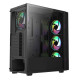 Vida Sirocco Black ARGB Gaming Case w/ Glass Window, ATX, 4x ARGB Fans, Mesh Front