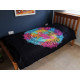 Single Cotton Bedspread + Wall Hanging - Black Hamsa