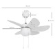 Ceiling Fan with LED Light, Flush Mount Ceiling Fan Lights with 6 Reversible Blades, Pull-chain Switch, White