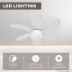 Ceiling Fan with LED Light, Flush Mount Ceiling Fan Lights with 6 Reversible Blades, Pull-chain Switch, White