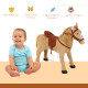 Kids Ride On Standing Horse Cuddly Toy Children Plush Soft Pony Gift w/ Neigh Sound or 3 Years and Up Beige