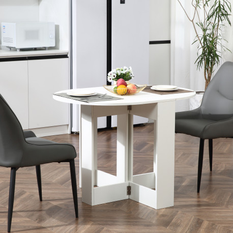 Space-saving Drop Leaf Table, Folding Dining Table for Small Space, Kitchen, Dining Room, White