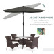 Outsunny 2 x 3(m) Garden Parasol Umbrella, Rectangular Outdoor Market Umbrella Sun Shade with Crank &amp; Push Button Tilt, 6 Ribs, 