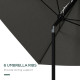 Outsunny 2 x 3(m) Garden Parasol Umbrella, Rectangular Outdoor Market Umbrella Sun Shade with Crank &amp; Push Button Tilt, 6 Ribs, 