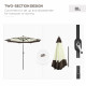 Outsunny 2.7m Garden Parasol Umbrella with 8 Metal Ribs, Tilt and Crank, Outdoor Sunshades for Garden, Patio, Beach, Yard, Coffe