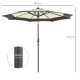 Outsunny 2.7m Garden Parasol Umbrella with 8 Metal Ribs, Tilt and Crank, Outdoor Sunshades for Garden, Patio, Beach, Yard, Coffe