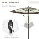 Outsunny 2.7m Garden Parasol Umbrella with 8 Metal Ribs, Tilt and Crank, Outdoor Sunshades for Garden, Patio, Beach, Yard, Coffe