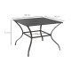 Outsunny 94 x 94 cm Garden Table with Parasol Hole, Outdoor Dining Garden Table for Four with Slatted Metal Plate Top, Dark Grey