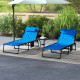 Outsunny Set of Two Sun Loungers, with Five-Position Reclining Backs - Blue