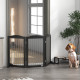 PawHut Foldable Dog Gate, Freestanding Pet Gate, with Two Support Feet, for Staircases, Hallways, Doorways - Black