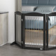 PawHut Foldable Dog Gate, Freestanding Pet Gate, with Two Support Feet, for Staircases, Hallways, Doorways - Black