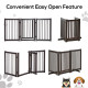 PawHut Freestanding Dog Gate, Foldable Pet Fence, Indoor Barrier, Stair Gate with Support Feet, 155 x 76 cm, Brown