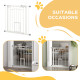 PawHut Pressure Fit Stair Gate, Dog Gate w/ Small Cat Door, Auto Closing System, Double Locking Openings, 74-80cm - White