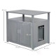 PawHut Wooden Cat Litter Box Enclosure Furniture with Adjustable Interior Wall &amp; Large Tabletop for Nightstand, Grey