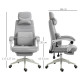 Vinsetto Office Chair, Ergonomic Desk Chair, High Back Fabric Work Chair with 160° Reclining Backrest, Retractable Footrest, Nec