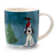 Christmas Porcelain Mug - Jan Pashley Christmas Dog &amp; Robin