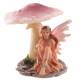 Cute Flower Fairy Sheltering Under Mushroom Figurine