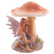 Cute Flower Fairy Sheltering Under Mushroom Figurine