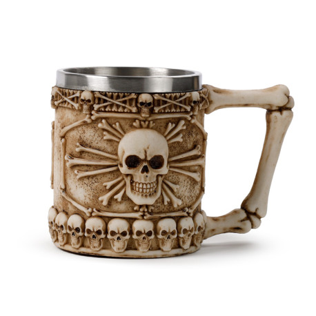 Decorative Tankard - Skull with Bones Handle