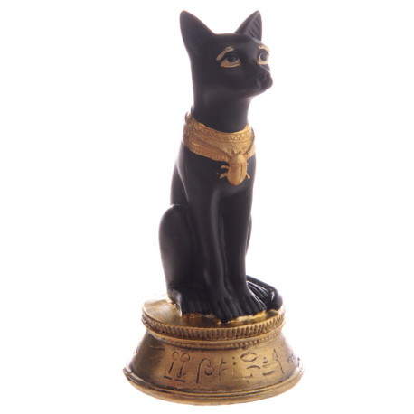 Decorative Small Black and Gold Bast Egyptian Figurine