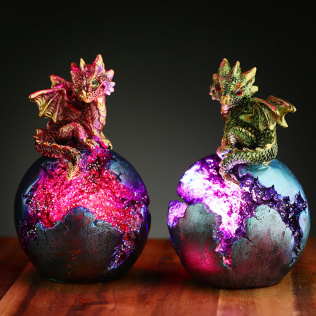 Geode Egg LED Baby Dragon Figurine