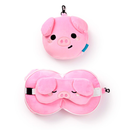 Relaxeazzz Travel Pillow & Eye Mask  - Oliver the Pig