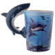 Novelty Sealife Design Shark Shaped Handle Ceramic Mug