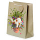 Gift Bag (Large) - Kim Haskins Floral Cat in Plant Pot Green