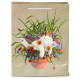 Gift Bag (Large) - Kim Haskins Floral Cat in Plant Pot Green