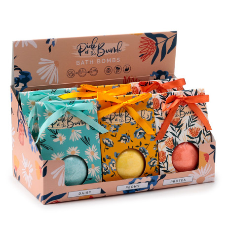 Handmade Bath Bomb in Gift Box - Pick of the Bunch Daisy Lane, Peony & Protea