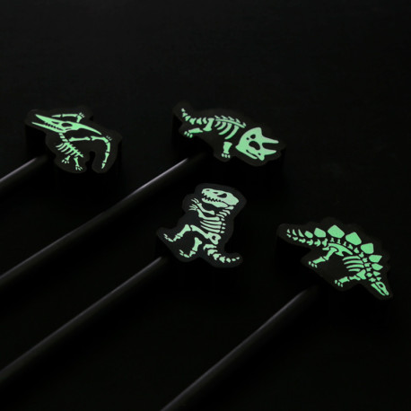 Fun Dinosaur Pencil and Glow in the Dark Eraser Set