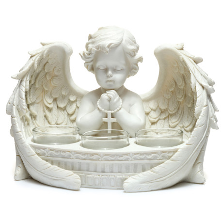 Decorative Cherub Praying Triple Tea Light Holder