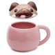 Peeping Lid Ceramic Lidded Animal Mug - Mopps Pug