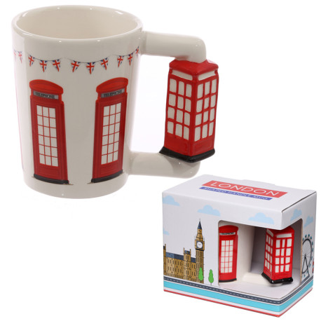 Novelty Ceramic Shaped Handle Telephone Box Mug