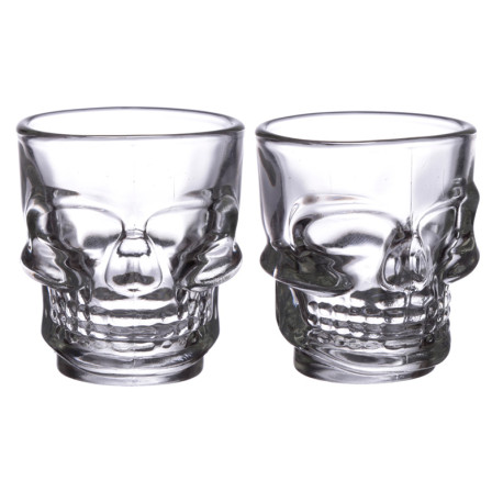 Fun Collectable Glass Shot Glass Set of 2 - Skulls (60ml)