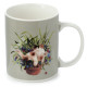 Porcelain Mug - Kim Haskins Cat in Plant Pot Green