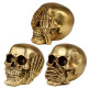 Fantasy See No Hear No Speak No Evil Set of 3 Gold Punk Skull Ornaments