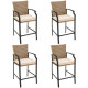 Patio Rattan Bar Stools Set of 4 with Soft Cushions High Backrest