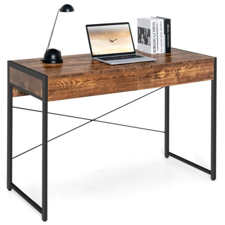 Wooden Study Computer Desk with 2 Drawers, 112 x 48 x 76cm