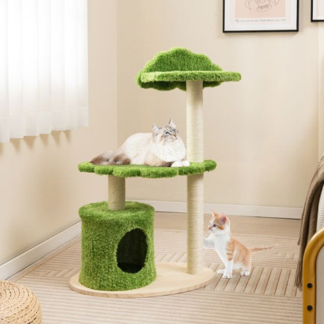 97 cm Cute Cat Tree with Fully Wrapped Sisal Scratching Posts