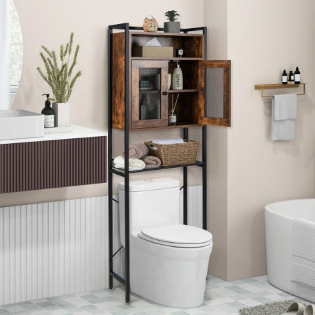 Over-the-toilet Storage Cabinet with Heavy-duty Metal Frame