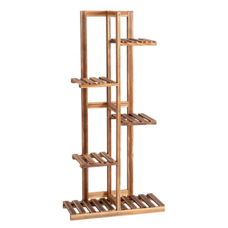 5-Tier Wood 6 Pots Plant Stand Free-standing Display Shelf