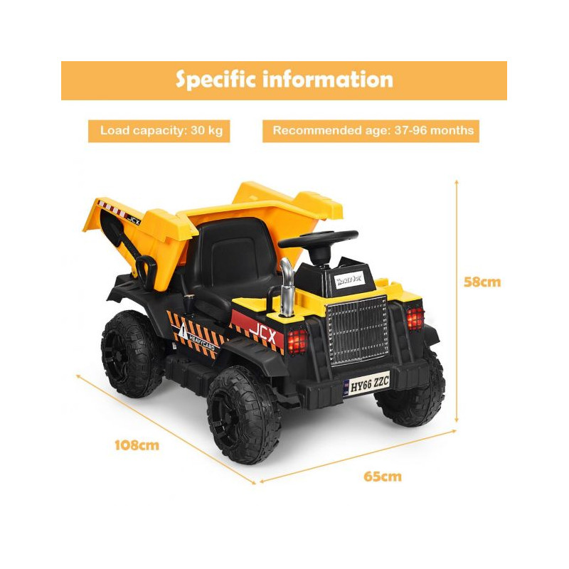 Uilas 3 Speeds Electric Ride On Dump Truck with Remote Control and