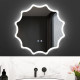 60 x 60 cm LED Waved Edge Round Wall Mirror with 3-Color Lights