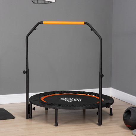 40" Foldable Mini Fitness Trampoline, with Adjustable Foam Handle, Orange