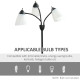 Arc Tree Floor Lamp with 3 Adjustable Rotating Lights, for Bedroom Living Room, Industrial Standing Lamp with Steel Frame, 155cm